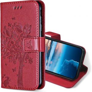 Maa-Coque Pour Samsung Galaxy J5 2016, Etui Protection Housse Premium En Cuir Pu, Antichoc Étui À Rabat Portefeuille Flip Case Pour Samsung J5 2016 (Rouge) - Neuf