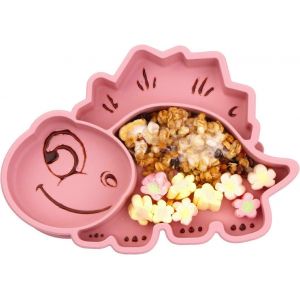 Plateau Pour Bébé En Silicone Séparé - Ventouses Antidérapantes Portables Pour Enfants Bébés Et Enfants Sans Bpa Plateau Pour Bébé Approuvé Par La Fda,Lavable Au Lave-Vaisselle Et Au Micro-Ondes Rose - Neuf