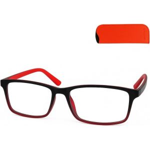 Tianyi-- Lunettes De Lecture Légères Avec Branches Flexibles, Monture En Plastique Grande Et Rectangulaire Noire Avec Accent Rouge, Étui Inclus, Lunette Loupe Hommes Et Femmes - Neuf