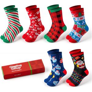 Jgd-Lot De 6 Paires De Chaussettes De No&euml;l D'hiver Pour Homme Et Femme En Coton Chaud &Agrave; Carreaux Ho Pour Femmes, Vacances De No&euml;l, Cadeau D'anniversaire, Cadeaux De F&ecirc;te De No&euml;l Pour Femmes - Neuf