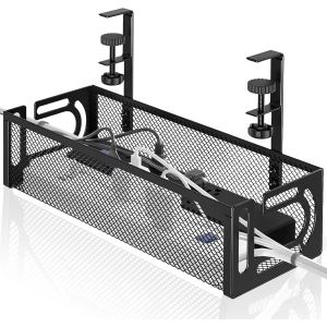 Passe-c&acirc;bles de bureau, gestion des c&acirc;bles sous le bureau, panier pour g&eacute;rer les c&acirc;bles et les multiprises, accessoires de bureau, organisateur de c&acirc;bles pour bureau, bureau &agrave; domicile (noir) - Neuf