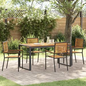 Vidaxl Ensemble De Salle &Agrave; Manger Pour Jardin 5 Pcs Noir Et Marron - Neuf