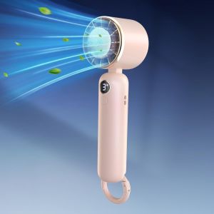 KALANKA-Ventilateur Portable, Mini Ventilateur Portable, Ventilateur de Poche, 3 Vitesses, Batterie de 5000mAh, Affichage Numérique, Petit Ventilateur pour Femmes Hommes Voyages, Extérieur, Camping - Neuf
