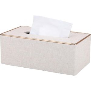 (Perle Blanche)Boîtes à Mouchoir en Cuir PU, Distributeur Mouchoir Rectangulaire Porte Mouchoir pour Maison Voiture - Neuf