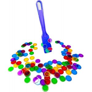 Sansh-Kit De Bingo Magnétique - 1 Bâton Magnétique + 100 Jetons Loto - Jeu Éducatif Pour Enfants Et Accessoire Pratique De Stockage (Le Bâton Bleu& Jetons De Loto Multicolores) - Neuf
