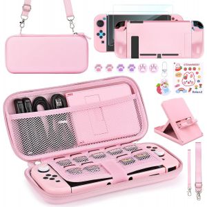 Shiba-Pack D'accessoires Switch, Kit D'accessoires Rose 17 En 1 Pour Filles Comprenant Un Etui De Transport Pour Switch, Un Suppor[1 - Neuf