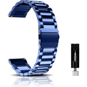 Kal-M&eacute;tal Bracelet Pour 22mm 20mm 18mm Bracelets De Remplacement Banda De Montre De Rechange En Acier Inoxydable Pour Femme Homme - Bleu - Neuf