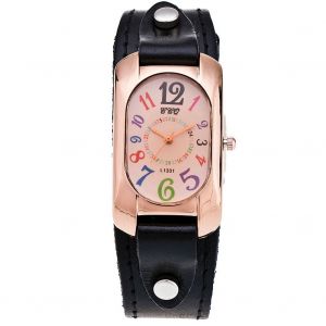 Montre A Quartz Vintage Ccq Pour Homme, Cadran Rectangulaire, Bracelet En Cuir Synthetique Et Alliage (Noir) - Neuf