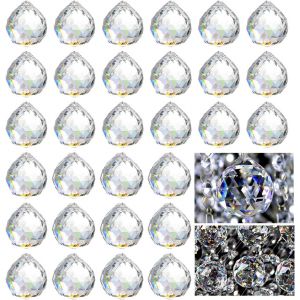 MEVRONISSHOP-30 Pièces Boule de Prisme de Cristal, 20mm Boule de Cristal à Facettes Suspendre, Boule de Verre Clair Prismes, Attrape Soleil Décoration pour Fenêtre, Jardin, Décoration de Mariage - Neuf