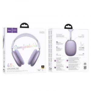 HOCO W65 Happy BT &iquest; Casque Sans Fil Bluetooth 5.4, 45 d'autonomie, Micro int&eacute;gr&eacute;, Waterproof - Violet - Neuf
