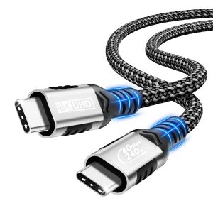 KALANKA-C&acirc;ble de donn&eacute;es USB-C,c&acirc;ble de donn&eacute;es USB4 40 Gbit/s,2m USB-C 240W charge C&acirc;ble vid&eacute;o 8K@60 Hz/5K@60 Hz/4K@144 Hz PD3.1 pour iPhone 17 Pro Max/Plus/Pro/iPhone 16/15/Air/MacBook Pro/iPad Pro - Neuf