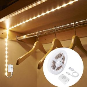 Kalanka-Bande Led Blanc Chaud Avec Detecteur De Mouvement Bande Lumineuse Led Rechargeable Par Usb Autocollante 1m Avec Marche/Arr&ecirc;t Automatique Pour Closet, Chambre, Couloir, Salle De Bain - Neuf