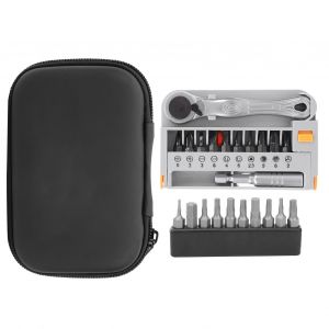 Kit D'outils De Reparation Et D'entretien De Velo, Cle A Cliquet Hexagonale Avec Embouts De Tournevis, Tige D'extension, Sac A Outils - Neuf