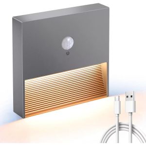 Veilleuse À Piles Avec Détecteur De Mouvement Pour Intérieur - Rechargeable - Lumière De Nuit À Coller - Luminosité Réglable Pour Mur, Escaliers, Armoire, Couloir (Lot De 1) - Neuf