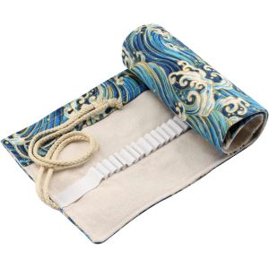 MAA-Sac a Crayon de Toile, 48 Trous Pochette pour Crayons, Trousse de Crayons de Couleurs Sac Multi-usages (Crayons non Inclus) - Neuf