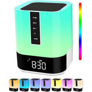 Kuwl-Enceinte Bluetooth Lumineuse Veilleuse,Reveil Enfant, Lampe De Chevet Tactile Avec Bruit Blanc,Idee Cadeau Anniversaire,Noël,Festivals Pour Fille Femme Garçon - Neuf