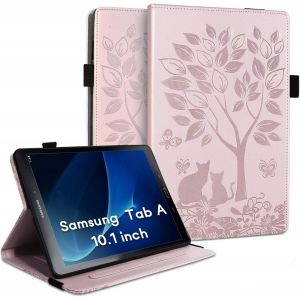 Kal-Coque Pour Samsung Galaxy Tab A 10.1 (2016) Pu Leder Avec Porte Carte Fonction De Support Protection Compatible Pour Tablette Étui Tab A6 2016(Sm-T580/T585)-Rose - Neuf