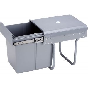 Poubelle De Recyclage Pour Meuble De Cuisine, Poubelles Sous Évier 15 L, Fixation Inférieure Et Retrait Manuel, Poubelle Amovible, Avec Couvercle[APP8810067] - Neuf
