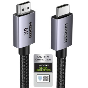 8K Câble HDMI 2.1 Certifié 10K 8K 60Hz 4K 240Hz Haute Vitesse 48Gbps Cordon HDMI Aluminium DynamicHDR Dolby Atmos HDCP Tressé en Nylon Compatible avec PS5 4 Xbox MacBook Pro Blu Ray HDTV (0.5M) - Neuf