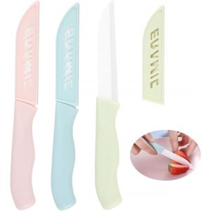 Kalanka-3pcs Couteau Cuisine Couteaux De Cuisine - Couteaux Ceramique Lame De 80 Mm, Parfait Pour Couper L&eacute;gumes, Fruits Et Autres Aliments - Neuf