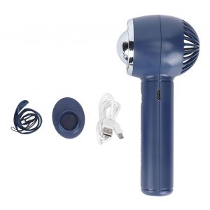 HJLIAN Ventilateur portatif 3 vitesses, chargement USB, vent fort, leger, batterie 1200 mAh, pour bureau, voyage, bleu - Neuf