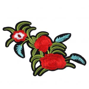 Patch Brode Rose Rouge, Decoration Diy, Vetements, Fer A Repasser, Couture, Autocollant, Accessoires Artisanaux - Neuf