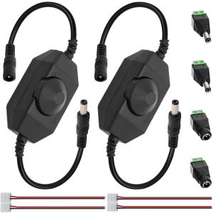 Led Strip Light Dimmer Switch Dc 12v Controller Pour Single Color 3528 5050 Led Strip Light,Avec Câble Adaptateur Dc 5,5 X 2,1 Mm Jack,2 Pcs - Neuf