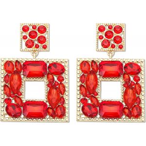Boucles D'oreilles Femme,Boucles D'oreilles Colorées,Colorée Zircon Dangle Drop,Boucles D'oreilles Zircon Cubique Carré,Boucles D'oreilles Hypoallergéniques.[X2658] - Neuf