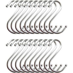 S crochets,20 pcs S crochets Crochets de suspension en acier inoxydable Crochets de cuisine suspendus pour armoire de cuisine - Neuf