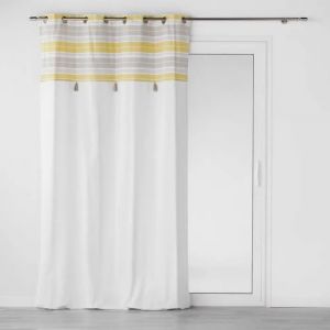Rideau - Nature-Line - Pompons - 140x240cm - Jaune - 100% Coton - ?illets - Neuf