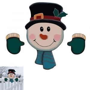 D&eacute;coration de No&euml;l &agrave; suspendre &agrave; une cl&ocirc;ture - P&egrave;re No&euml;l, bonhomme de neige, pingouin pour la d&eacute;coration ext&eacute;rieure du jardin. - Neuf