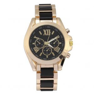 Montre Analogique &Agrave; La Mode Alliage Bande Bo&icirc;tier Chiffres Romains Montre-Bracelet Noir - Neuf