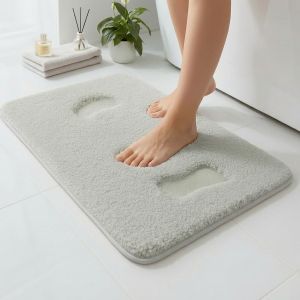 KALANKA-Tapis de Bain 40 x 60 cm,Gris Clair, &eacute;paisseur de 2 cm,Antid&eacute;rapant, Super Absorbant, Lavable,Tapis pour Animaux de Compagnie,Tapis Bain - Neuf
