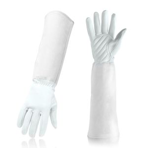Blanc en peau de Mouton en Cuir Gants de Jardinage Taille M - Femme Rose en Cuir Gants de Jardinage Professionnel de la Grande Rose Élagage des Gants de Jardin pour la Mère et la grand-Mère - Neuf