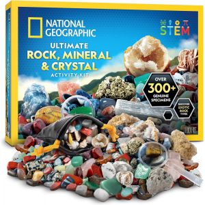KAAQL-National Geographic Coffret De Collection De Roches Pour Enfants¿Kit Scientifique Avec 300 Gemmes,Minéraux Et Cristaux - Neuf