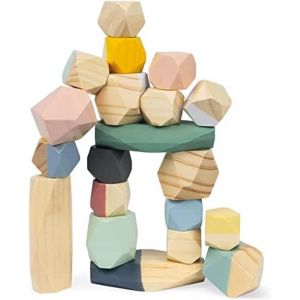 ChenQuanSarl-Pierres À Empiler En Bois - Collection Sweet Cocoon - Jouet D'Eveil Et Premier Age Peint À L'Eau - Jouet D'Empilement - Apprentis Motricité Fine Et Concentration - Dès 2 Ans, J04401 - Neuf
