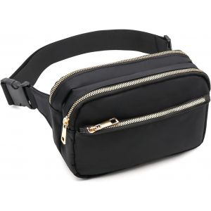 FEW-Sac Banane Chic - Sacoche Banane Noir Sac Banane Femme Homme Sac Ceinture Chic R&eacute;glable avec 3 Poches pour Randonn&eacute;e Voyages en Plein Air - Neuf