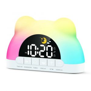 Horloge Num&eacute;rique R&eacute;veil Lever Du Soleil R&eacute;veil Color&eacute; Veilleuse Mignon Ours En Forme Id&eacute;al Pour La D&eacute;coration De La Chambre No&euml;l Niditon.Blanc. - Neuf