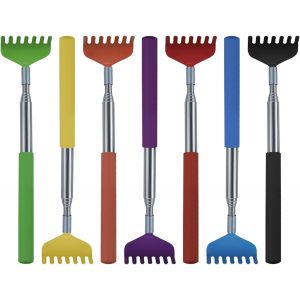 Lot De 7 Gratte-Dos Extensibles En Acier Inoxydable De Qualit&eacute; Sup&eacute;rieure - 7 Couleurs - Gratte-Dos Portable - Gratte-Dos En Acier Inoxydable - Appareil De Massage Avec Poign&eacute;e En Caoutchouc - Neuf