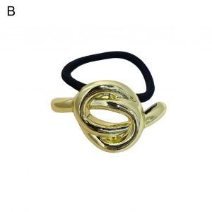 Décor En Métal, Cravate Queue De Cheval, Manchette De Cheveux, Bandeau Élastique Pour Femmes, Design Géométrique, Corde De Cheveux Noire, Accessoires Pour Cheveux-Doré B - Neuf