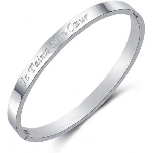 Eryi-Bracelets Fin En Acier Inoxydable Message Bracelet Pour Femme Personnalisé D`Inspiration D'amitié En Argent Bracelet Jonc Pour Meilleur AmiU2026 - Neuf