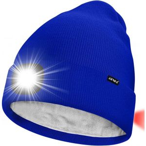 Unisexe 8 Led Bonnet Lampe Frontale,Usb Rechargeable Rouge Feu Arrière Clignotant Chapeau De Course Lumière Chaud Polaire Doublée Tricot Bonnet Cadeaux Pour Hommes Et Femmes - Neuf