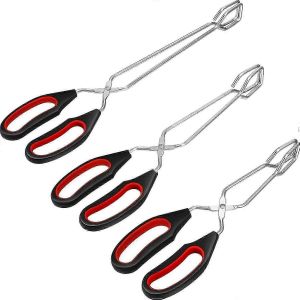 Paquet de 3 pinces à ciseaux de cuisine cuisson Pain Pince à griller pour barbecue Outil à griller,9/11 / 13 pouces - Neuf
