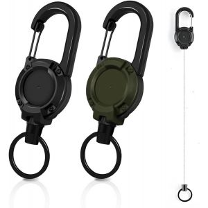 KAL-Paquet De 2 Porte-Cl&eacute;s R&eacute;tractables, Mousqueton Porte Cl&eacute; Porte Cl&eacute;s Avec Porte Cl&eacute;s Mousquetons &Agrave; Porte Cl&eacute;s Organisateur De Cl&eacute; De Voiture Crochet Clip Pour Cl&eacute;s - Neuf