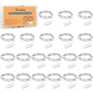 [Lot De 20], Mini Guirlande Led A Pile 1M 10 Leds Fil De Cuivre Intérieur Et Extérieur Décoration Lumière Pour Chambre Noël Mariage Fête Soirée Maison Jardin (Blanc Froid) - Neuf