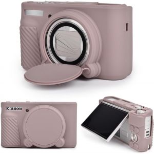 Housse en Silicone pour Canon PowerShot SX740 SX730 HS Caméra,Coque Protection en Caoutchouc Souple pour Canon SX740 SX730 HS-avec Couvercle d'objectif Amovible-Gris - Neuf