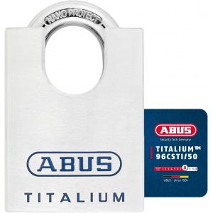 Titalium 96CSTI/50 gl.-7565 &iquest; Cadenas s'entrouvrant &iquest; Corps l&eacute;ger en aluminium sp&eacute;cial massif &iquest; Protection d'anse int&eacute;gr&eacute;e &iquest; Niveau de s&eacute;curit&eacute; 8 &iquest; Argent&eacute; - Neuf