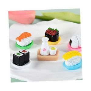 12 mod&egrave;les r&eacute;alistes de sushis et sashimis en r&eacute;sine pour d&eacute;coration de maison de poup&eacute;e, de bureau et de cuisine - Pr&eacute;sentoir alimentaire miniature - Neuf