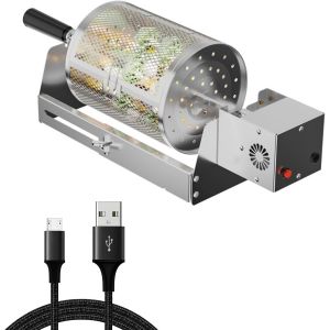 Ulteronixshop-Panier de barbecue rotatif automatique en acier inoxydable - Broche rotative &agrave; 360&deg; - Support r&eacute;glable - Compatible avec de nombreux barbecues - Neuf