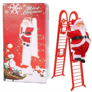 Pere Noel electrique, decorations de Noel, vitrine, jouets, echelle double rouge - Neuf
